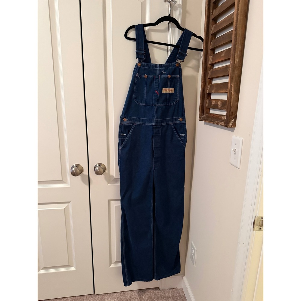 Vintage Big Mac Denim Overalls USA Made 34 x 32 Carpenter Workwear Dungarees